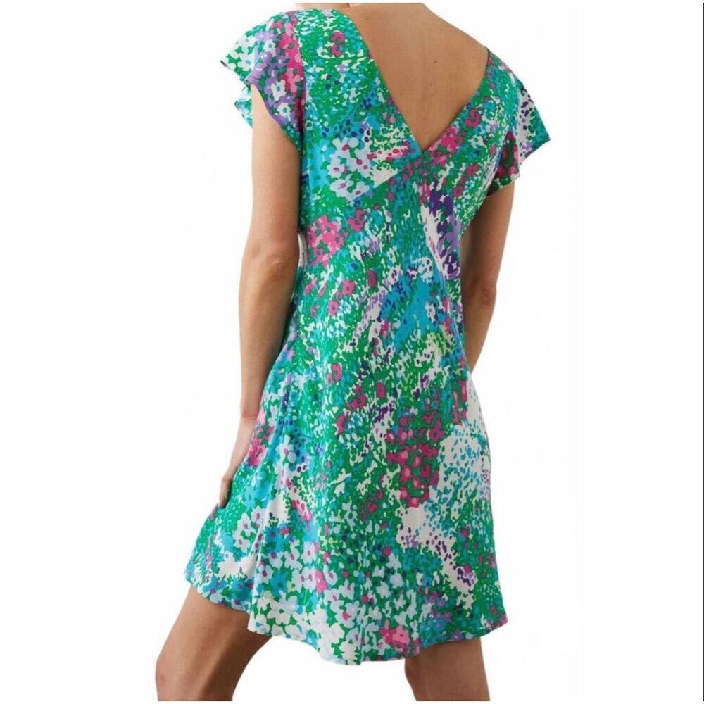 Rails Gigi Dress Bright Floral Flutter Sleeve Coastal Resort Vacation Small - Picture 2 of 8